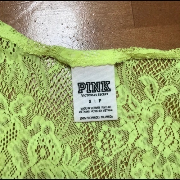 VS Neon Yellow/ neon green lace crop top Small - Picture 3 of 4